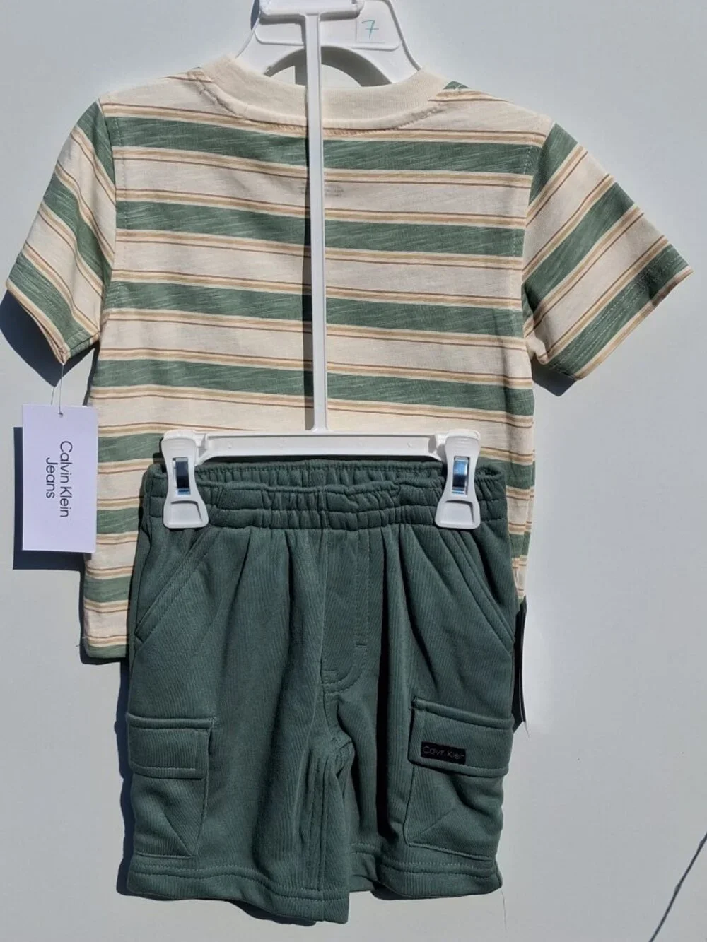 Calvin Klein 2-piece striped pocket tee & cargo shorts